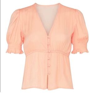 Louna Anthropology Peach Pink Button-Front Women's Top XL